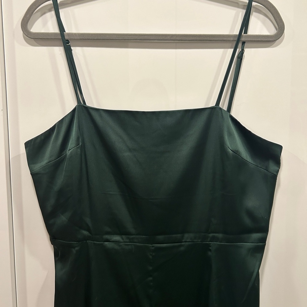 Satin dark green jumpsuit